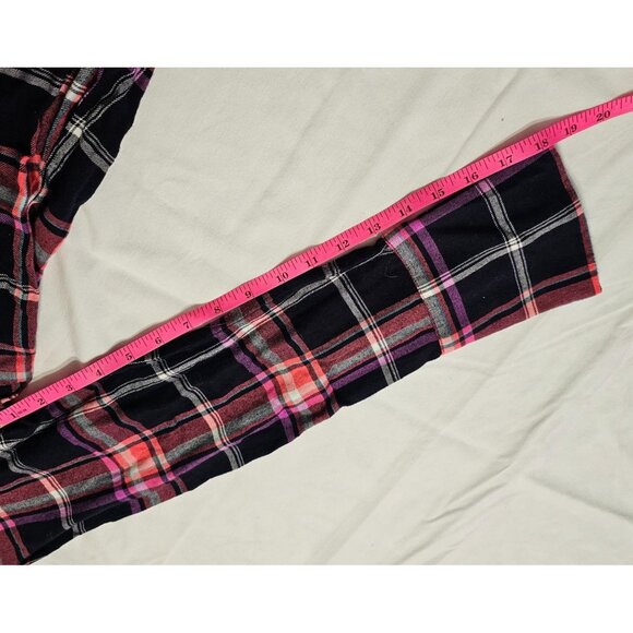 Express Women's Plaid Lace-Up Front Corseted Flannel Black/Pink Sz L Goth - Picture 8 of 10